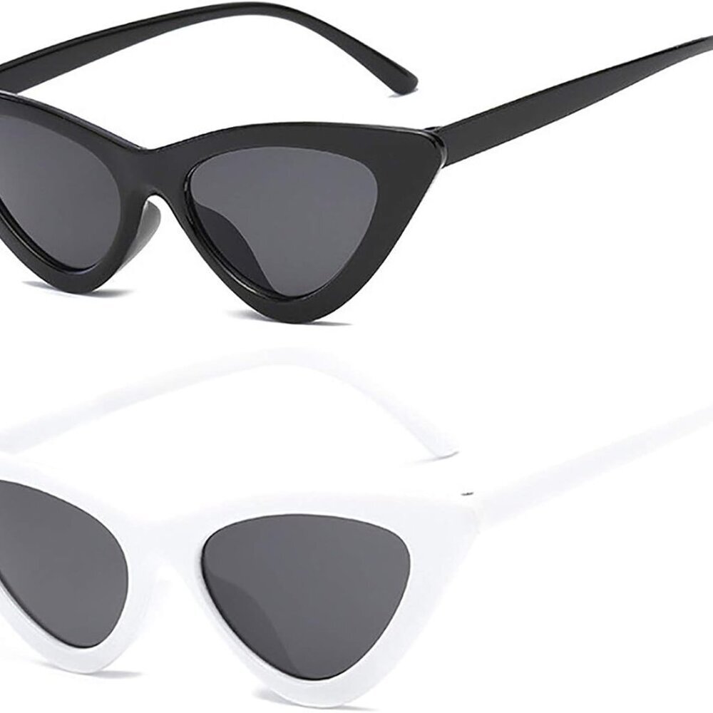 Retro Vintage Narrow Cat Eye Sunglasses for Women Clout Goggles Plastic Frame